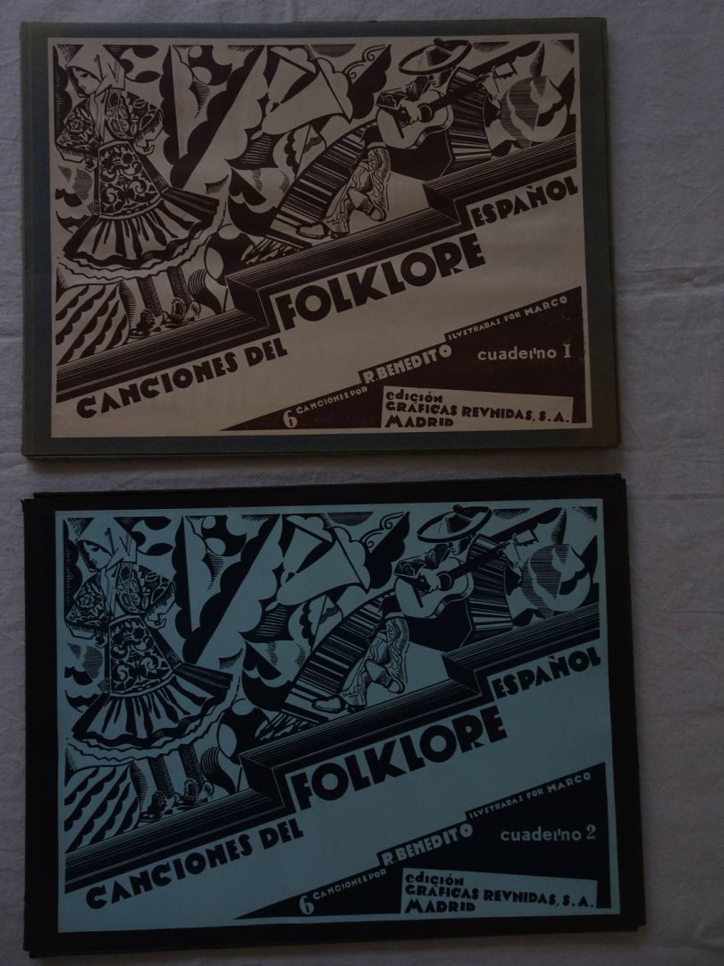 Benedito, R. & Marco. - Canciones del Folklore Español. Cuaderno 1 & 2. 6 canciones por R. Benedito, ilustradas por Marco.