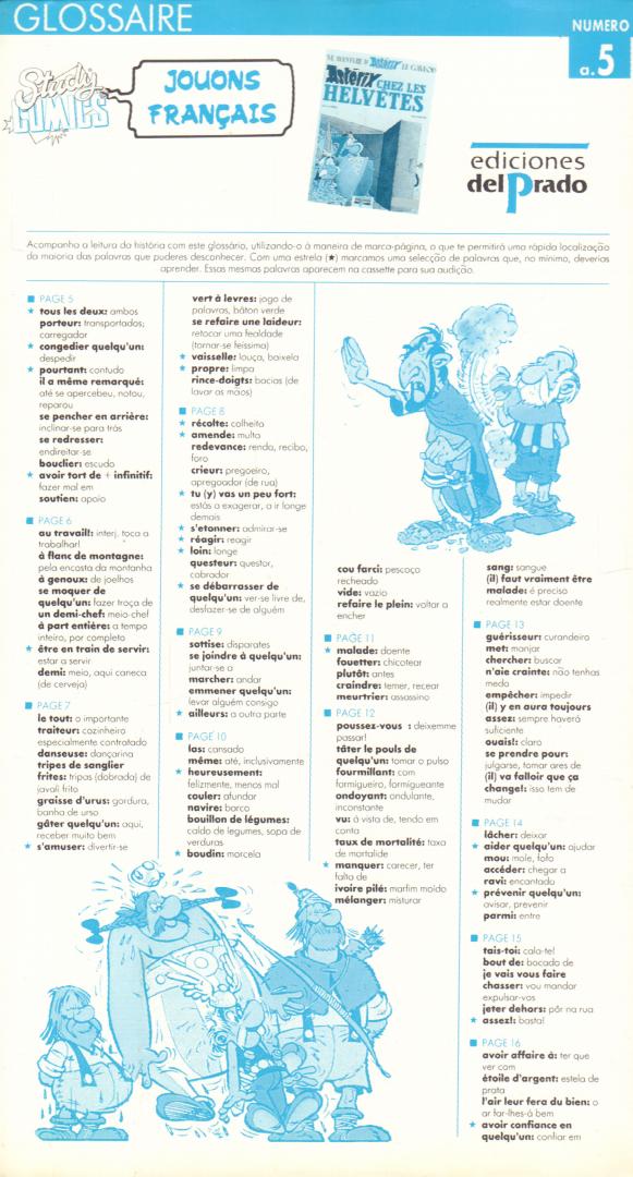 Goscinny / Uderzo - Asterix a.5, Asterix chez les Helvetes, softcover, gave staat, + losse bijlages Jouons Francais + Glossaire Frans - Spaans