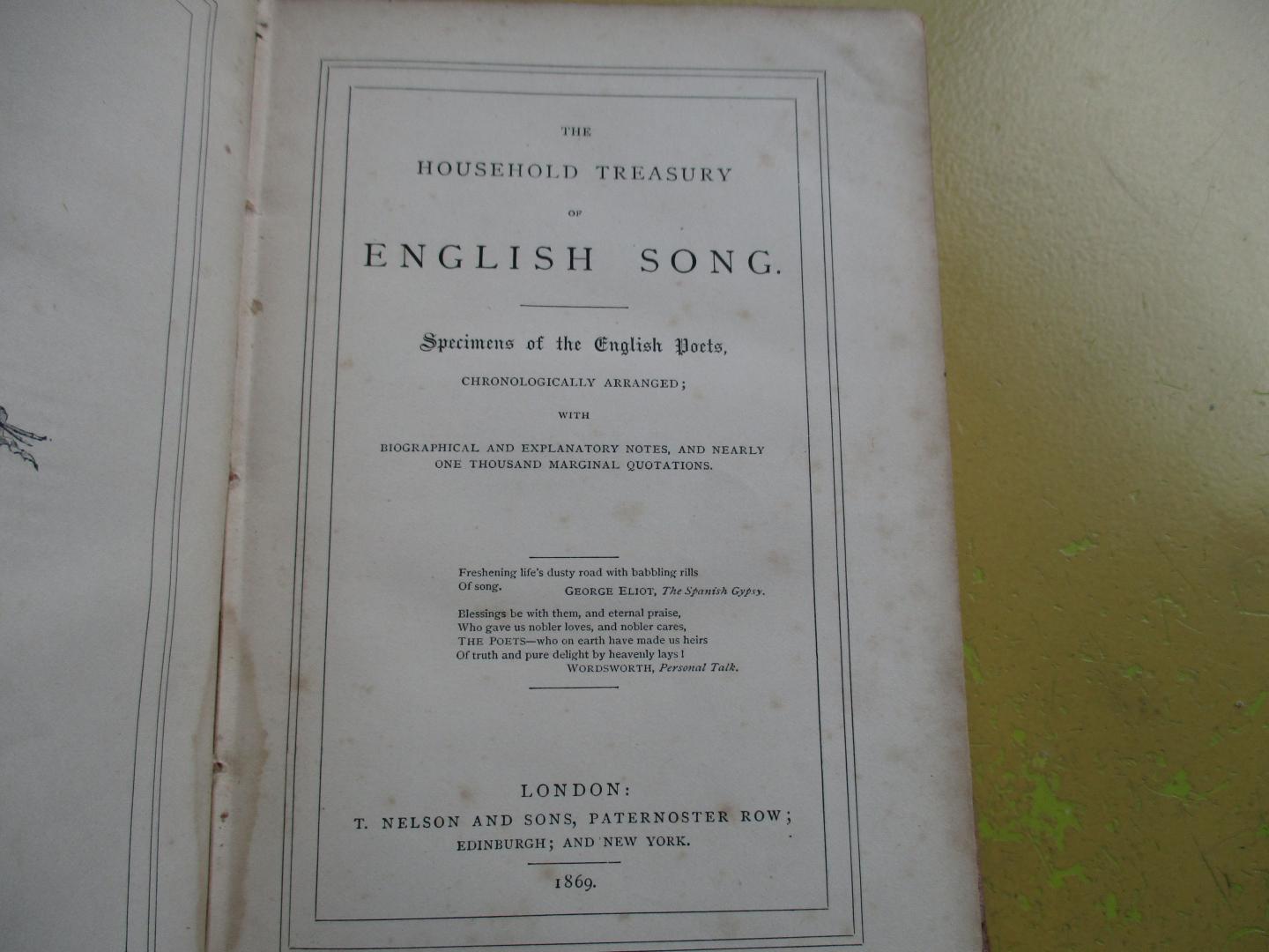 Diverse auteurs - The Household Treasury of English Song