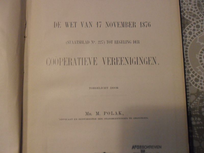 Polak M. - De wet van 17 November 1876