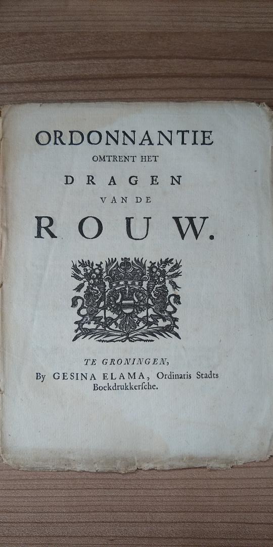 Groningen - Ordonnantie omtrent het dragen van de Rouw.