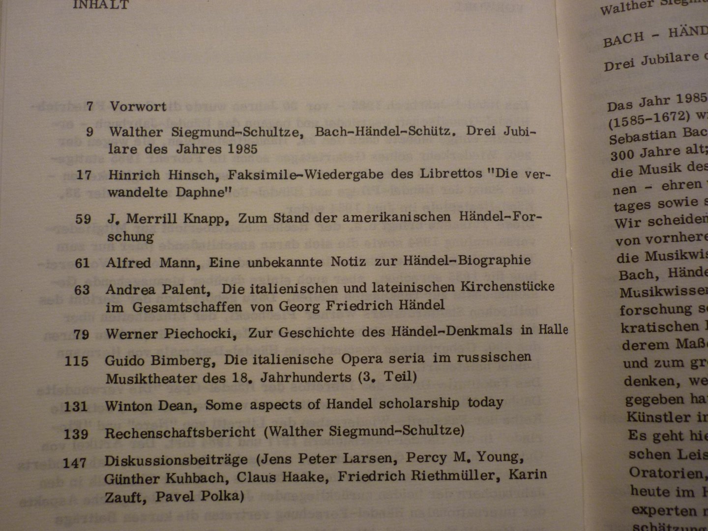 Händel; Georg Friedrich (1685–1759) - Jahrbuch 31. Jahrgang 1985; herausgegeben von der Georg Friedrich Handel-Gesellschaft