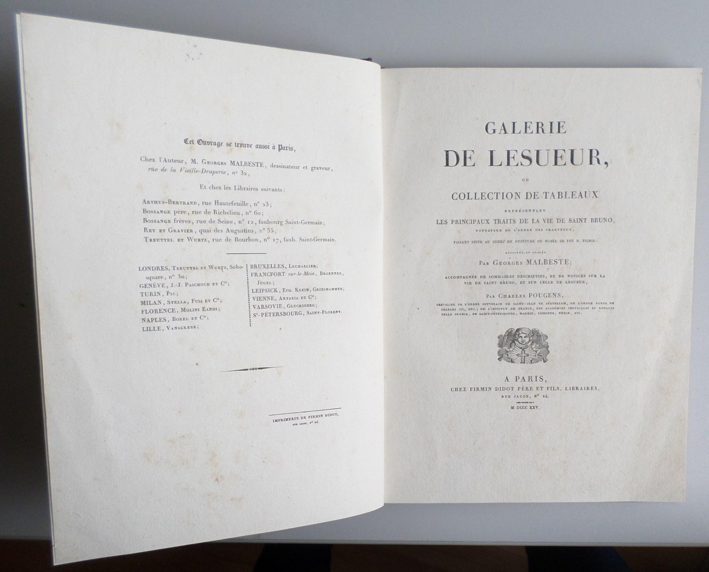 Pougens, C. and Malbeste, G. - Galerie du Lesueur, ou Collection de tableaux représentant les principaux traits de la vie de Saint Bruno, fondateur de l'ordre des Chartreux