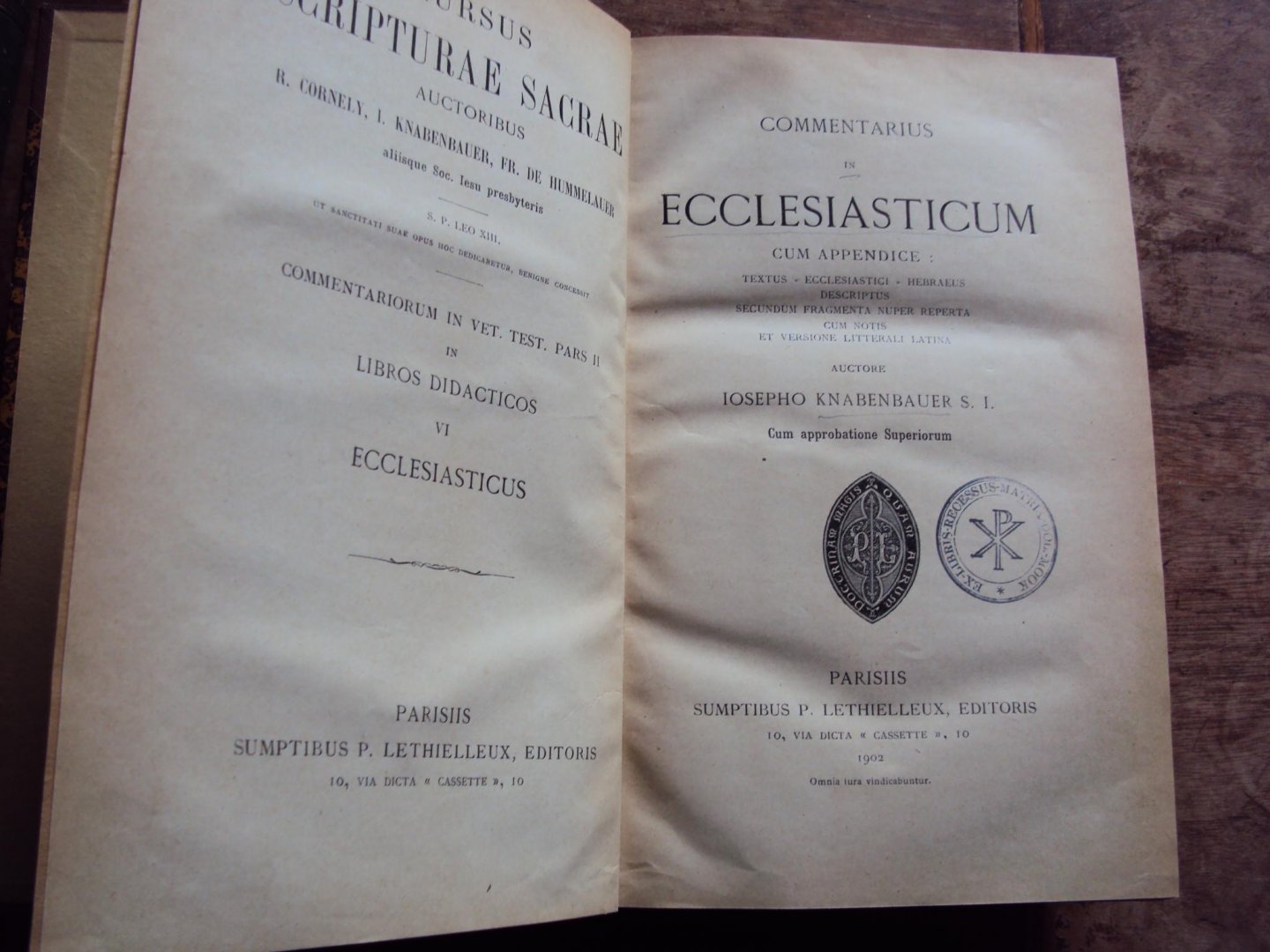 Knabenbauer, Iosepho - Commentarius in Ecclesiasticum cum Appendice (Cursus Scripturae Sacrae)