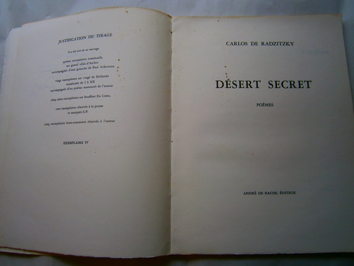 Radzitzky, Carlos de - Desert secret