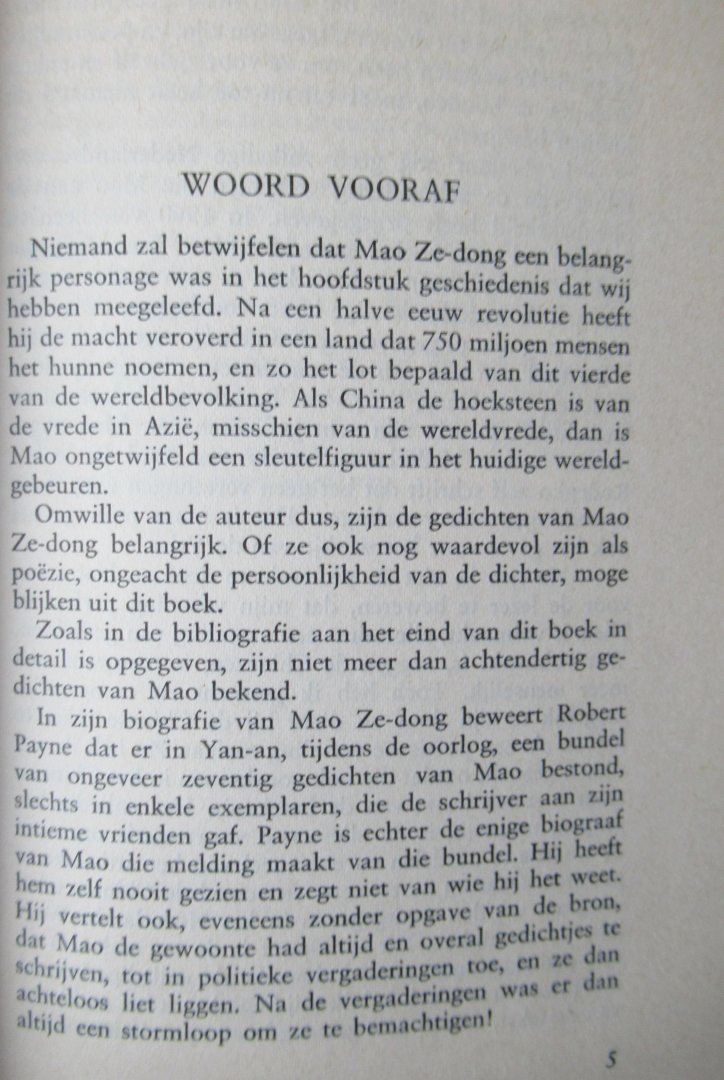 Ze-dong, Mao - Gedichten. Ingeleid, toegelicht en vertaald door Roger Andries.