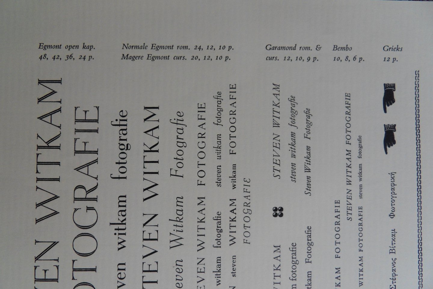 Witkam, Steven. (gemaakt voor). - Steven Witkam Fotografie. - Letterproef.