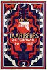 Cachet Lion - Jaarbeurs folder van de eerste,gehouden 1917 te Utrecht. Met kleurenlithografie ( van afiche) ontworpen door Lion Cachet (1864 -1945). Rijkelijk versierde papieren omslag met aan achterzijde plattegrond van Nederland.