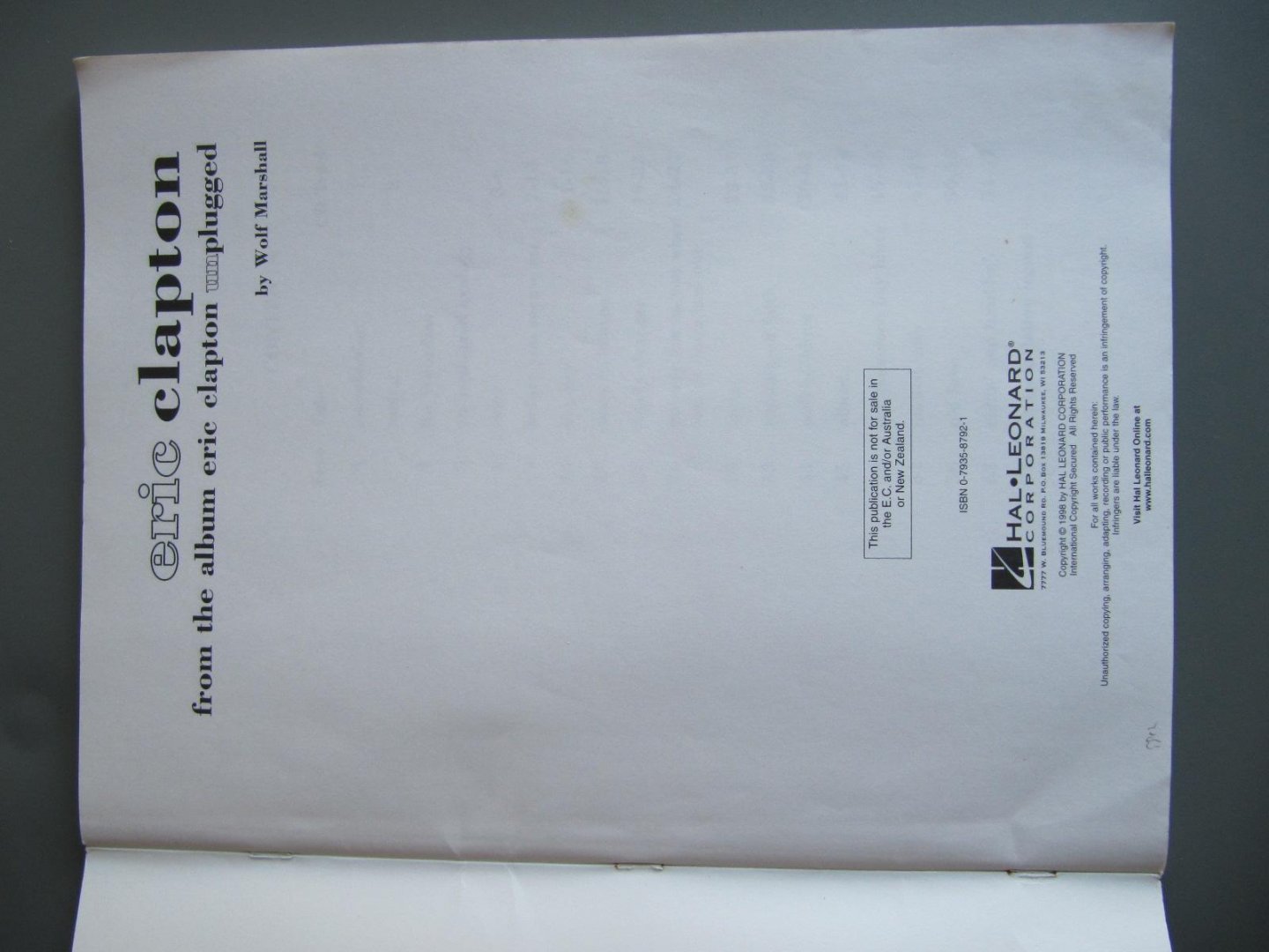 Marshall, Wolf - Eric Clapton from the Album Eric Clapton Unplugged