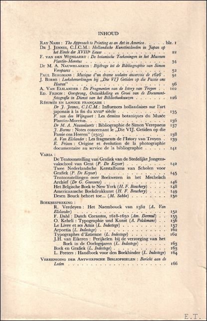 Articles and contributions from The Golden Passer - DE GULDEN PASSER,  51e jaargang, 1973 , bulletin van de vereeniging der Antwerpse Bibliophielen The Golden Compasses.