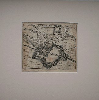 antique map (kaart). - `t Sas van Gent. (Plattegrond). Antique map of Sas van Gent.