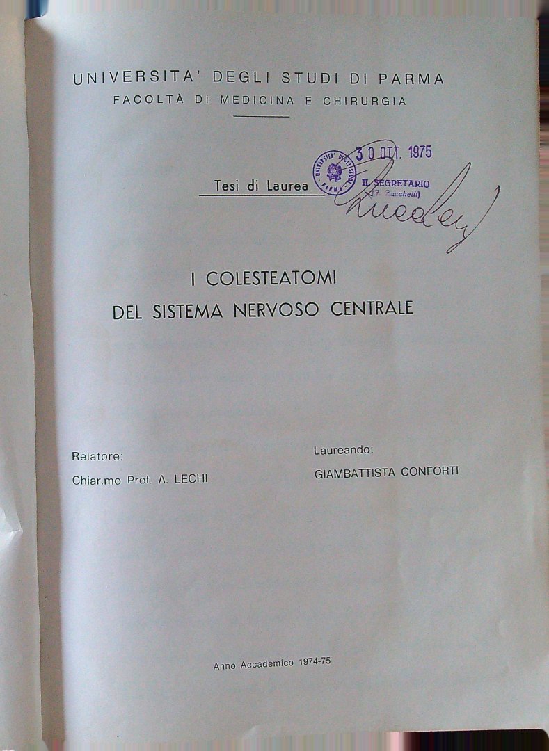 Conforti, Giambatista - I Colesteatomi des sistema nervoso centrale