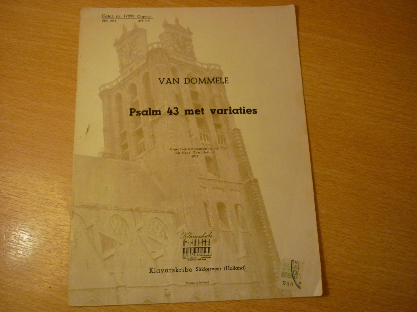 Dommele; Joh. van - Psalm 43 met variaties; (Klavarskribo)