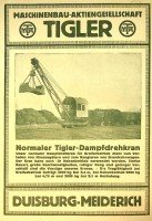 Tigler Maschinenbau-Aktiengesellschaft - Brohure/Flyer Tigler Duisburg Normaler Tigler-Dampfkran