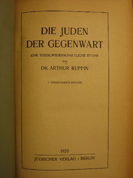 Ruppin, Dr.Arthur - Die Juden der Gegenwart