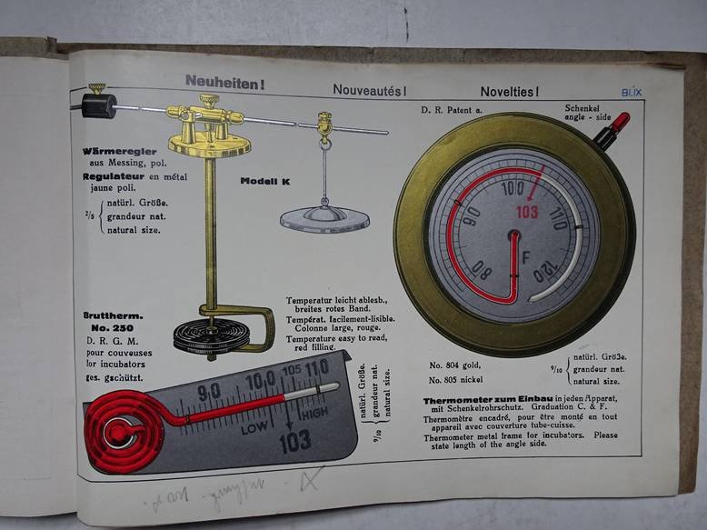 N.n.. - Afriso (Adelbert Fritz Sohn) Schmiedefeld. Präzisions- Messinstrumenten- Erzeugung. Instrumente für die künstliche Brut. 4 trade catalogues.