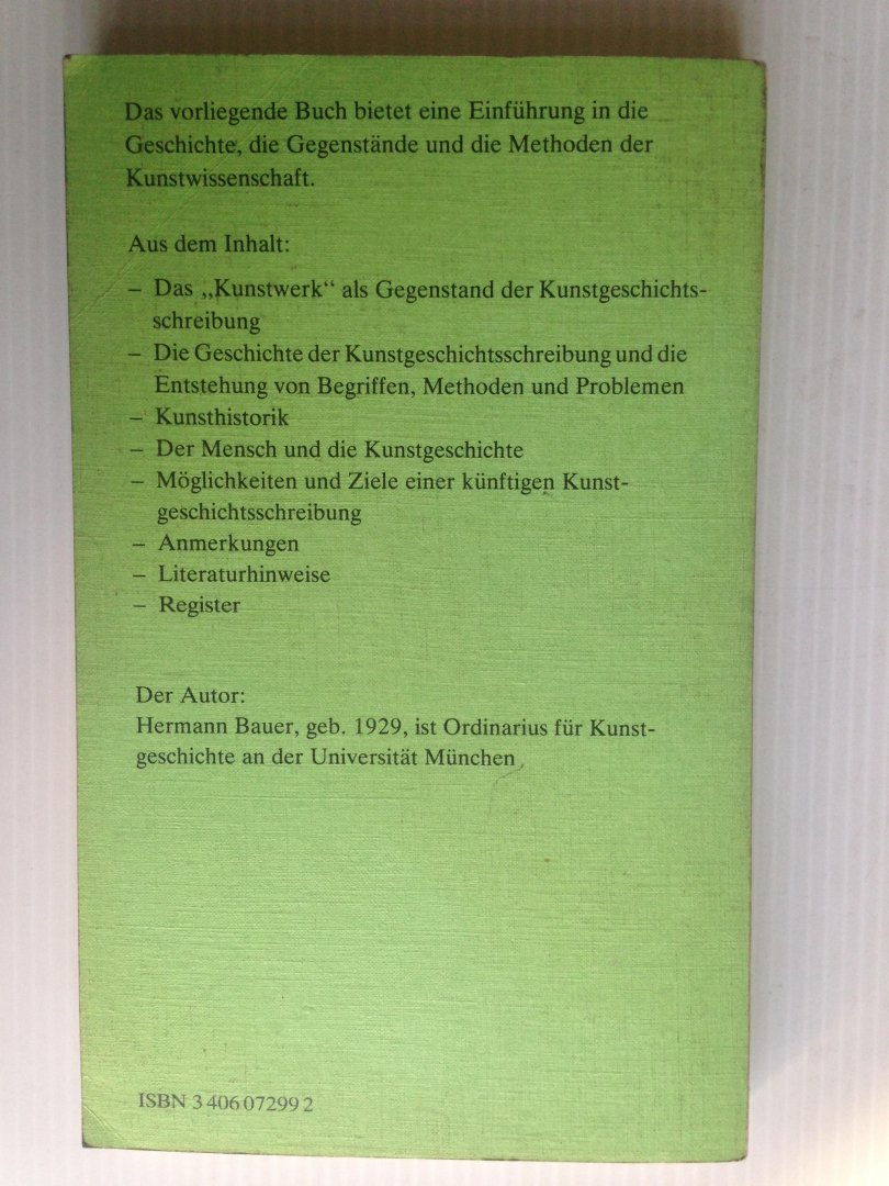 Bauer, Hermann - Kunsthistorik, Eine kritische Einführung in das Studium der Kunstgeschichte