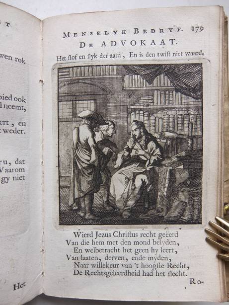 Luiken, Jan (Jan Luyken). - Spiegel van het menselyk bedryf, vertoonende honderd verscheiden ambachten, konstig afgebeeld, en met Godlyke spreuken en Stichtelyke verzen verrykt.