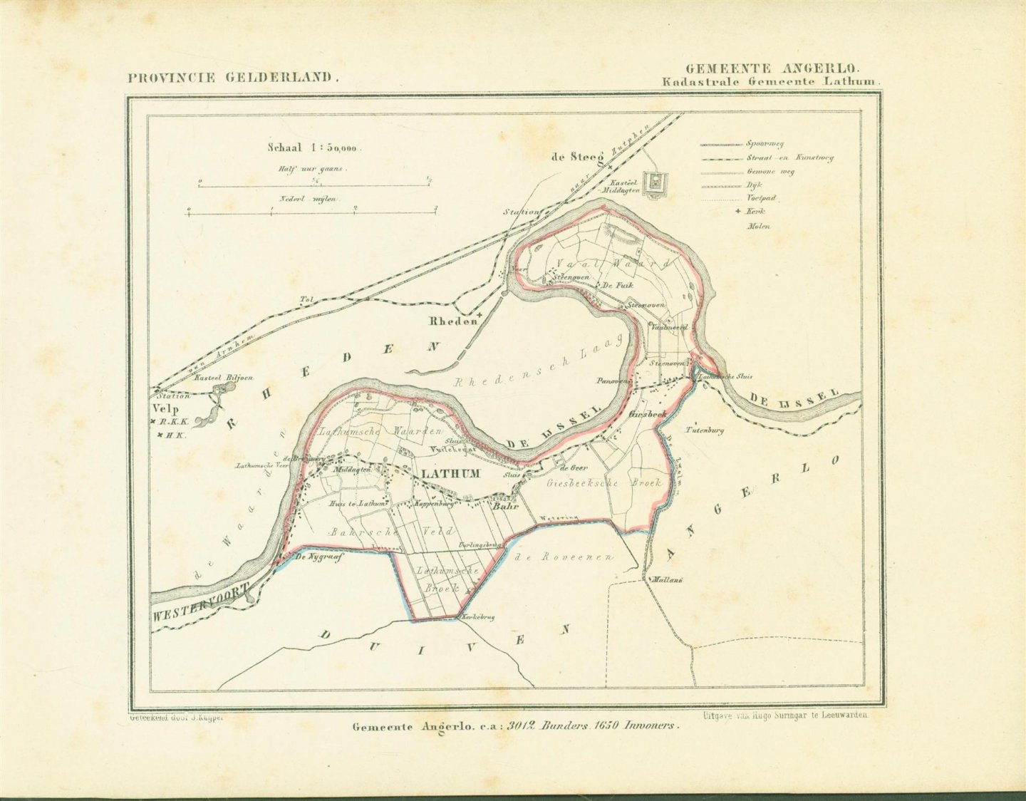 Kuyper Jacob. - LATHUM . Map Kuyper Gemeente atlas van GELDERLAND