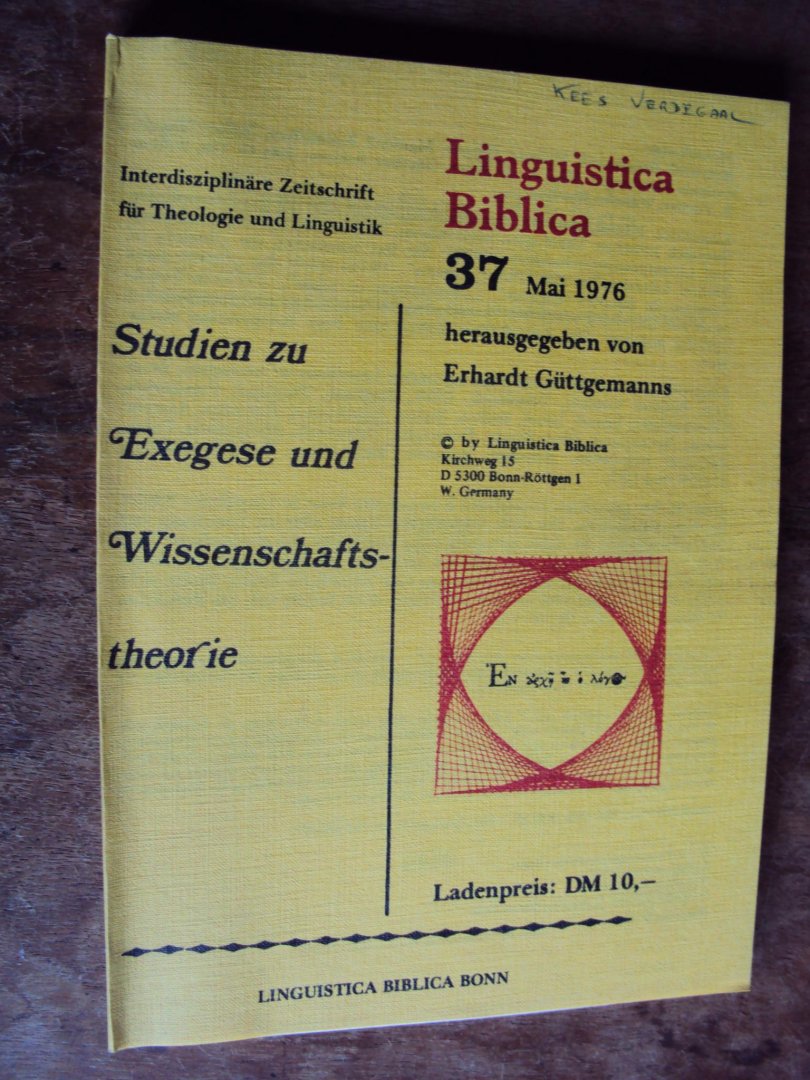 Güttgemanns, Erhardt (Hrsg.) - Linguistica Biblica 37, Mai 1976