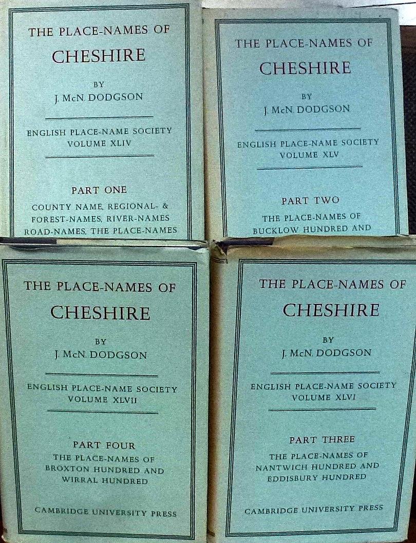 J. McN. Dodgson - The place-names of Cheshire.. Part One, Two ,Three and Four. (4 volumes)