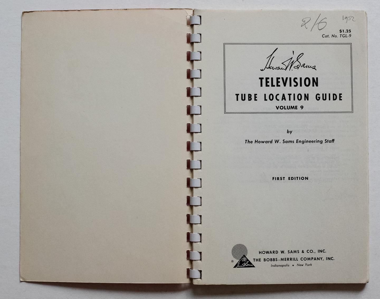  - Television tube location guide  (TGL-9)