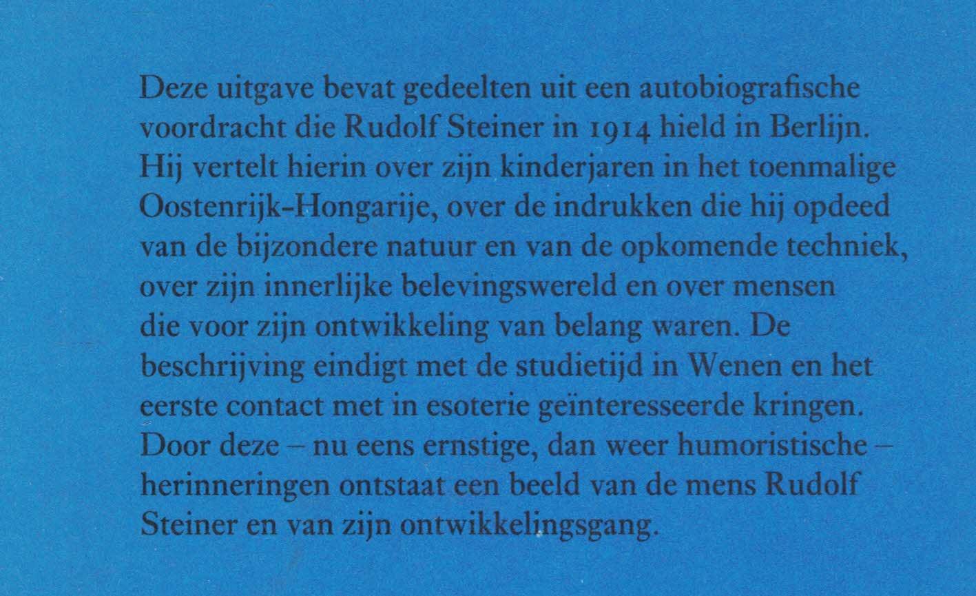Steiner, Rudolf - Beelden uit mijn jeugd / druk 1