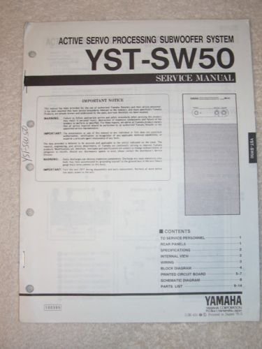 Yamaha - Yamaha Service Manual YST-SW50 Subwoofer System Originele service manual voor monteurs
