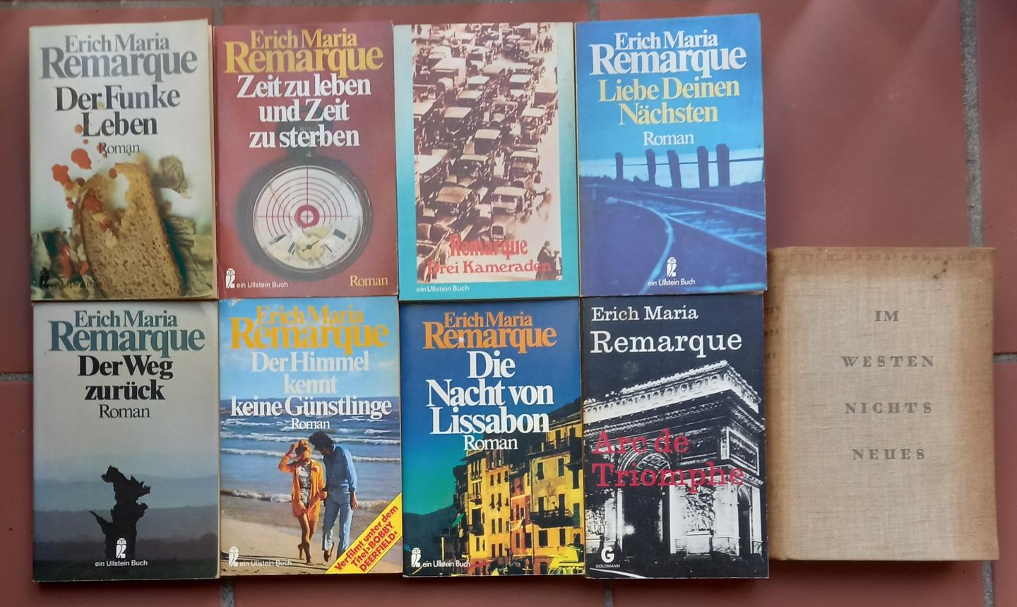 Remarque, Erich Maria - 6 titels: Im Westen nichts Neues (1929) en 5 andere: zie Meer info.
