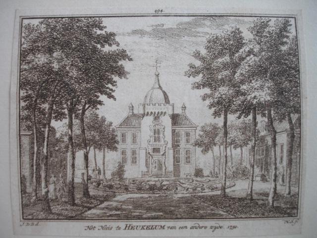 Heukelum. - 't Huis te Heukelum van een andere zijde, 1750.