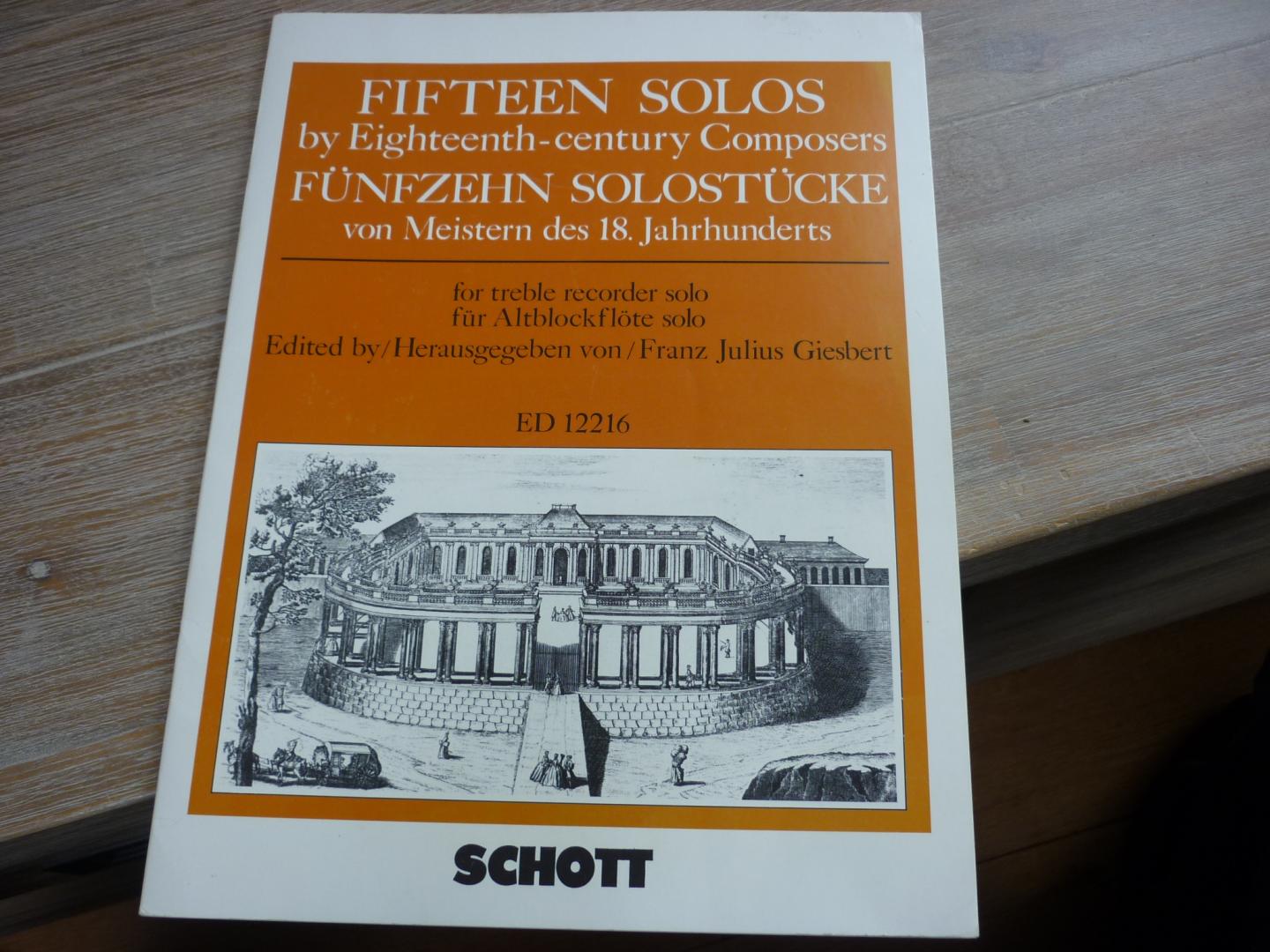 Guisbert, Franz Julius (herausgegeben von) - 15 Solos by Eighteenth-century Composers  -  voor altblokfluit