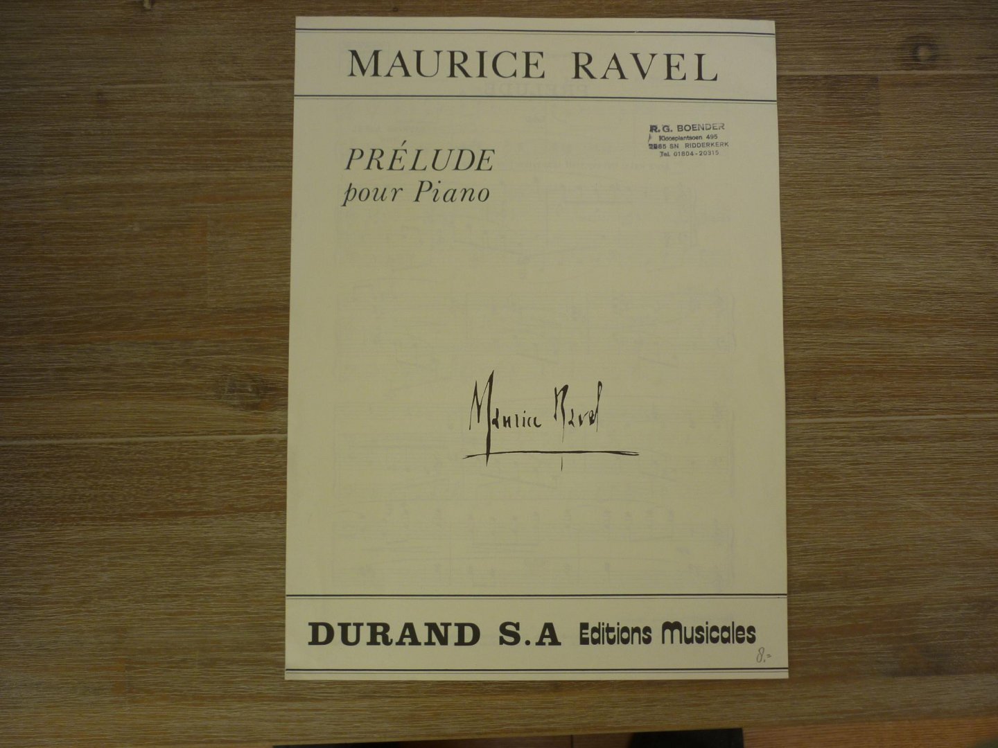 Ravel; Maurice - Prelude pour Piano