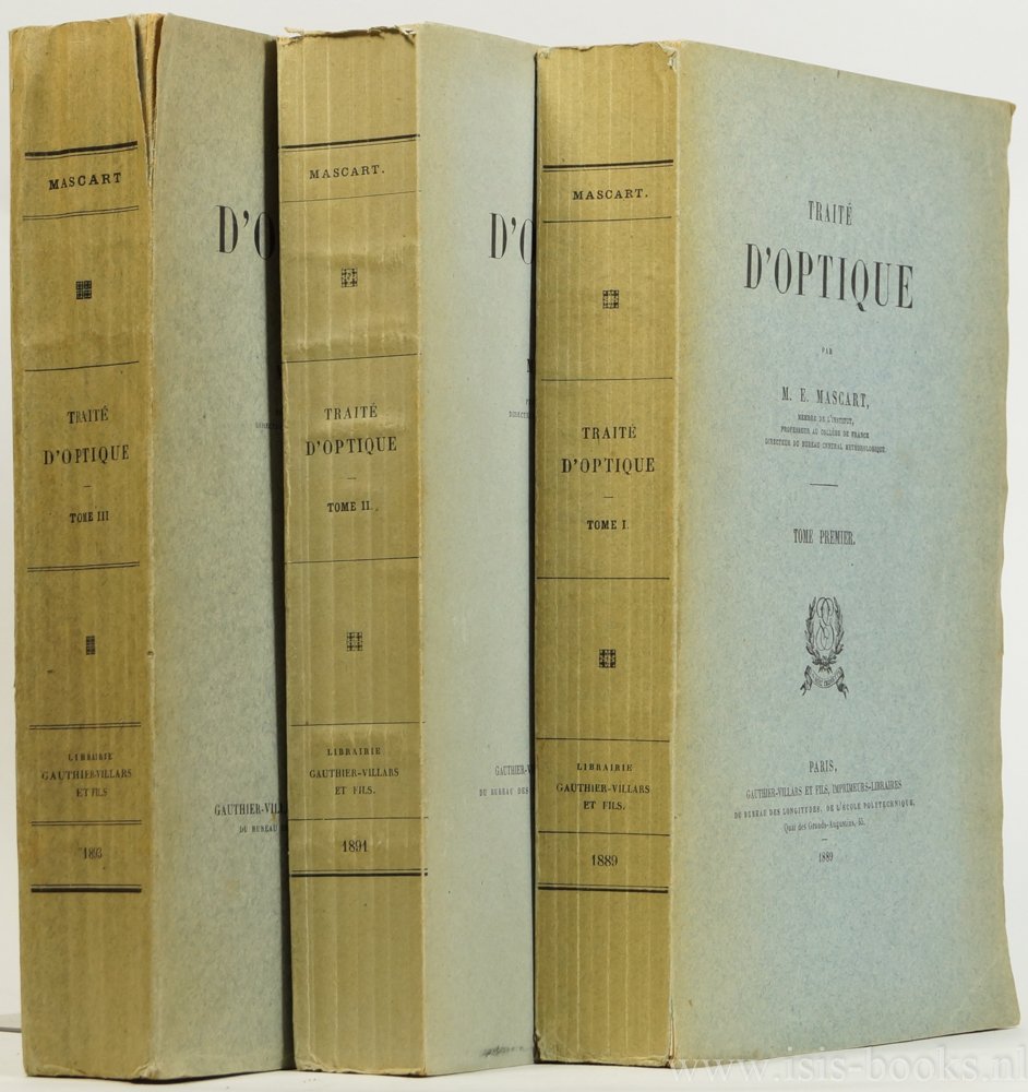 MASCART, M.E. - Traité d'optique. Complete in 3 volumes.