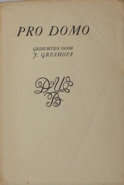 Greshoff, J. - Pro domo.