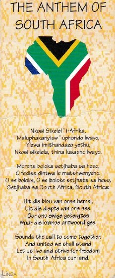  - boekenlegger: The anthem of South Africa