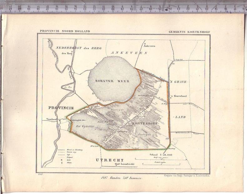 Kuyper Jacob. - Kortenhoef.  Map Kuyper Gemeente atlas van Noord Holland