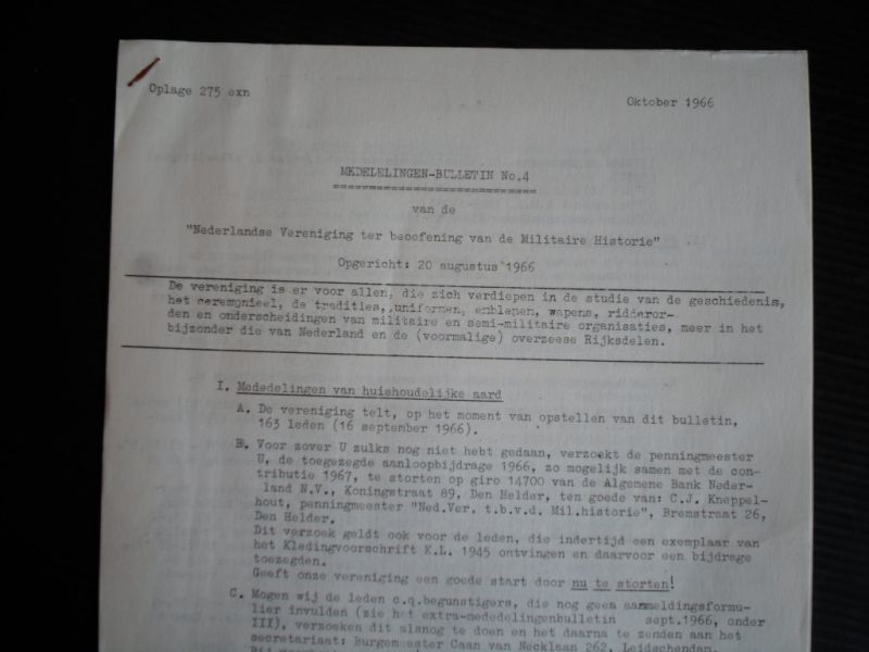  - Mededelingen -Bulletin Nederlandse Vereniging ter beoefening van de Militaire Historie
