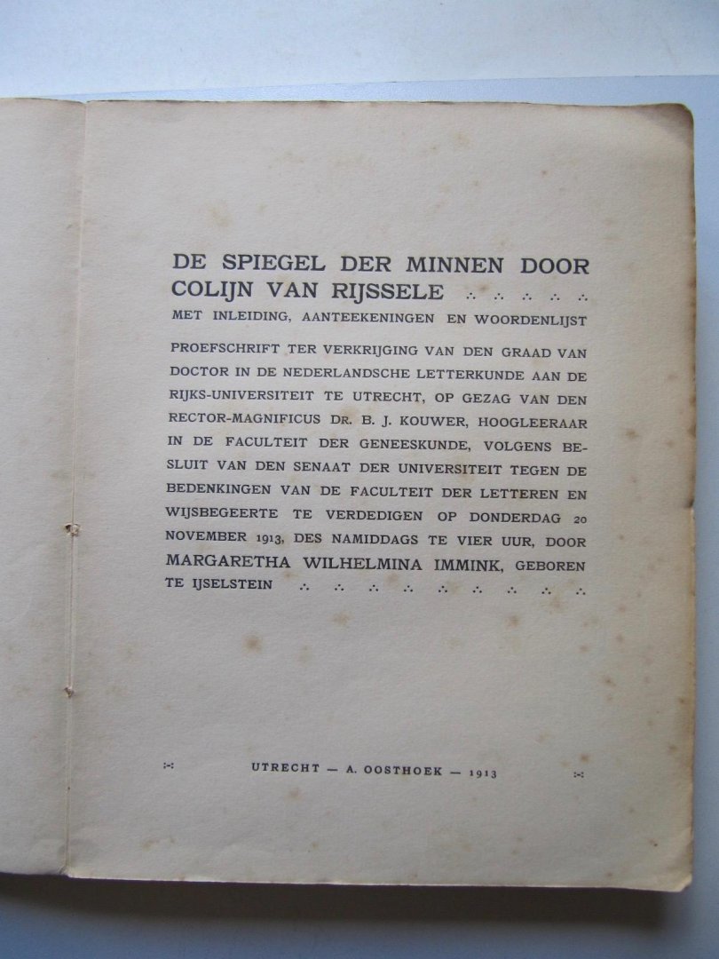 Colijn van Rijssele - De Spiegel der Minnen