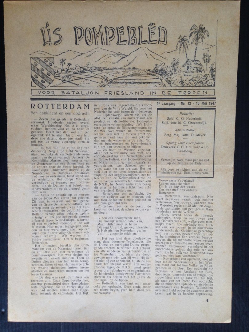  - Krantjes Us Pompebled, Voor Bataljon Friesland in de Tropen, 1947, 1948