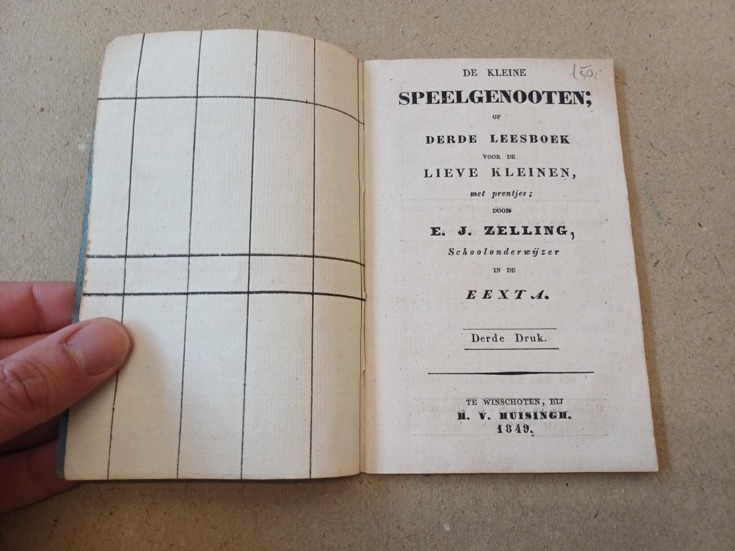 Zelling, E.J. - De kleine speelgenoten; of derde leesboek voor de lieve kleinen, met prentjes. Derde druk.