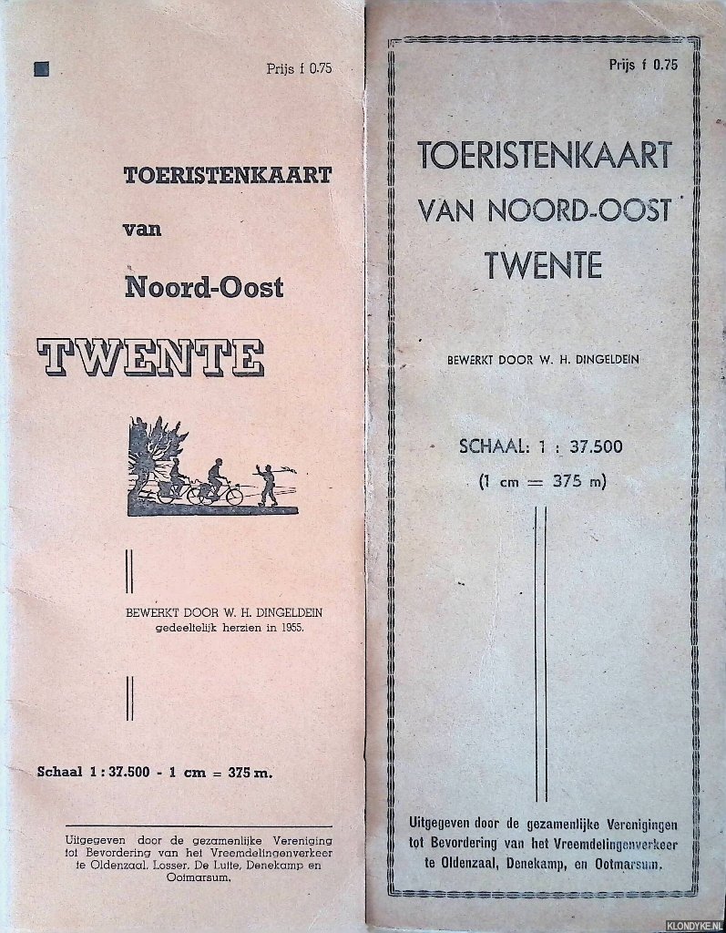 Dingeldein, W.H. (bewerking) - Toeristenkaart van Noord-Oost Twente - schaal op 1 : 37.500 (2 kaarten)