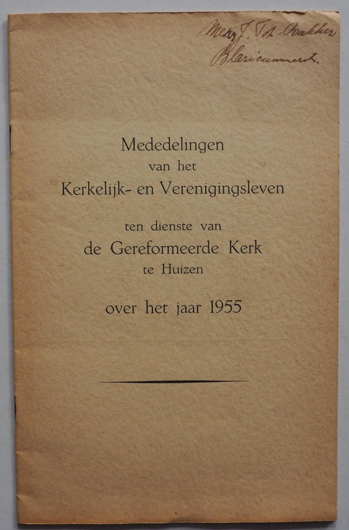  - Mededelingen van het Kerkelijk- en Verenigingsleven ten dienste van de Gereformeerde Kerk te Huizen over het jaar 1955