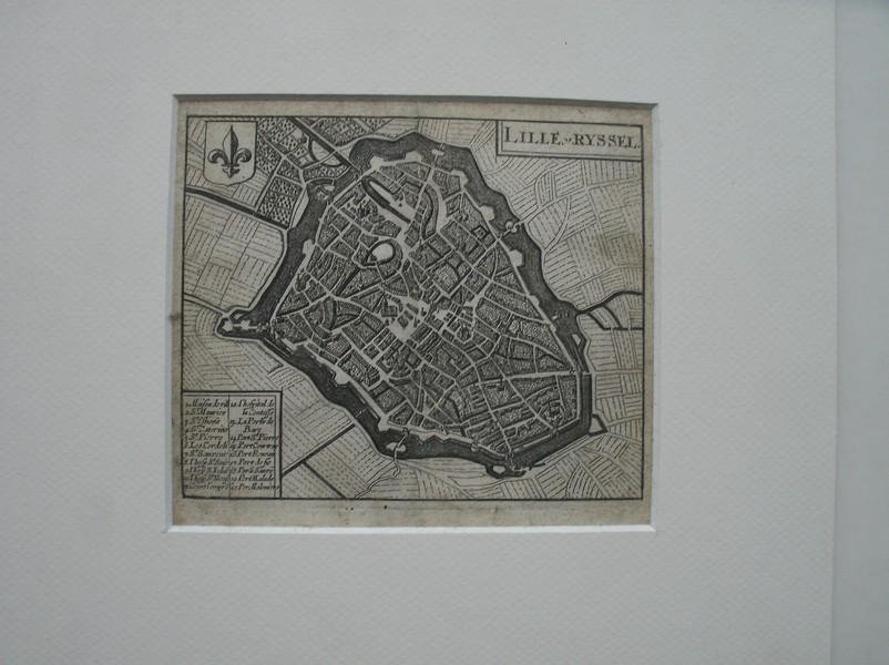 antique map (kaart). - Antique Map of Lille. Rijssel.