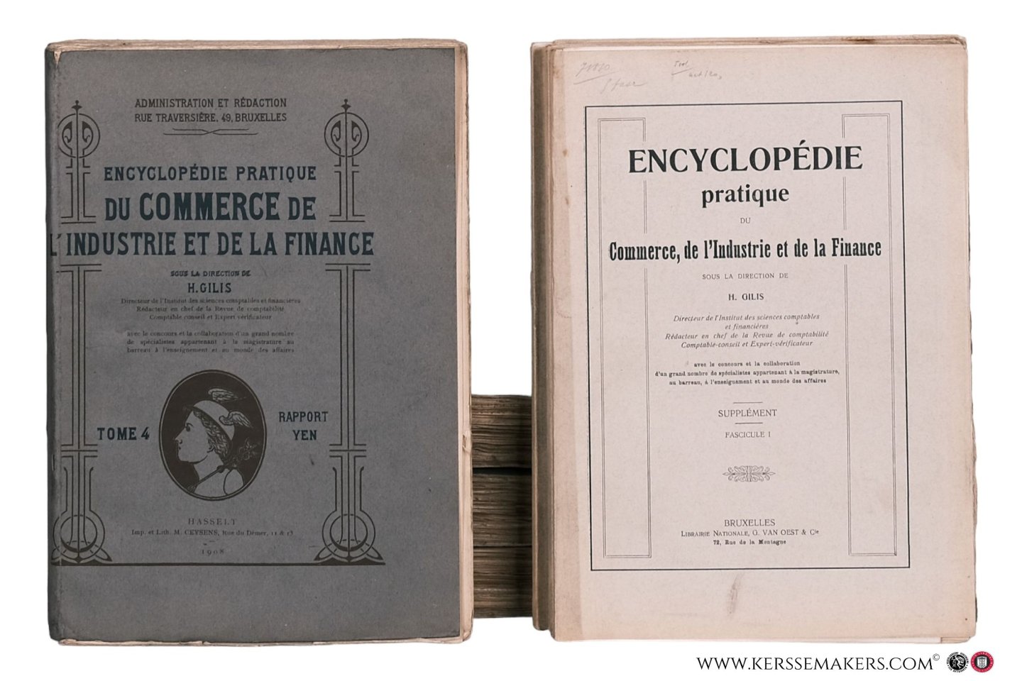 Gilis, H. (ed.). - Encyclopédie pratique du commerce, de l'industrie et de la finance. (4 tomes et 1 tome Supplément en 5 fascicules).