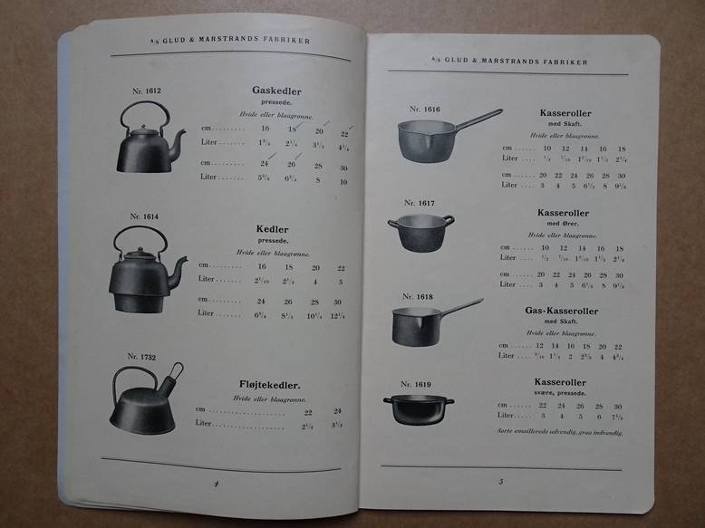 N.n.. - Katalog over Emaillevarer. Aktieselskabet Glud & Marstrands Fabriker.