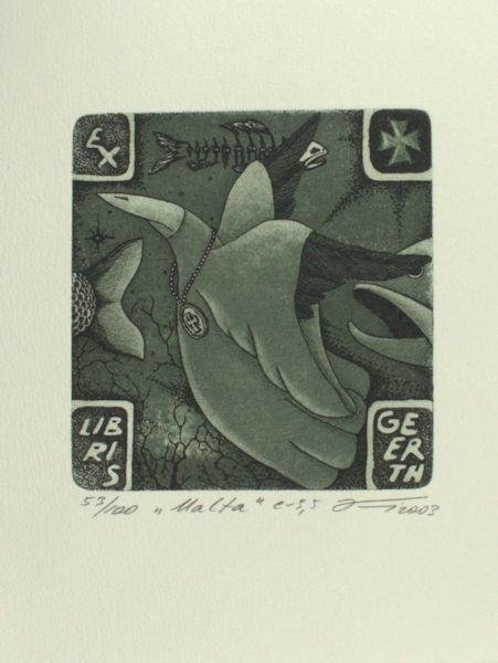Kens, Andriy. - Exlibris voor Geerth van der Zee 'Malta'.