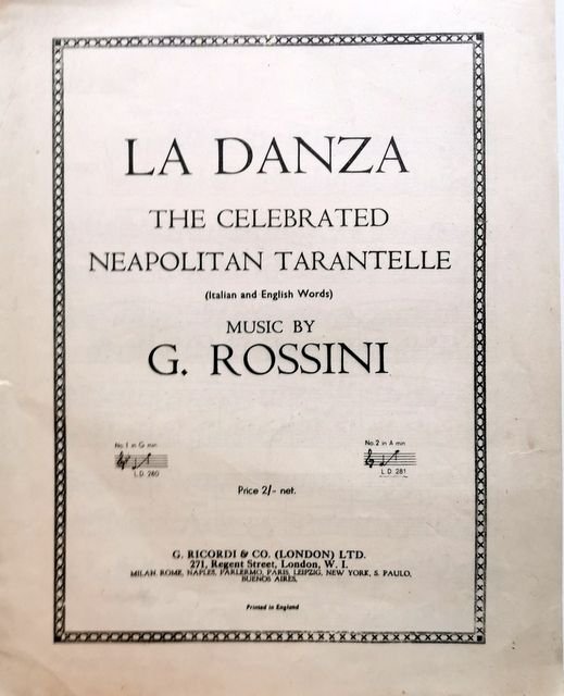 Rossini, G.: - La danza, the celebrated Neapolitan tarantelle (Italian and English words) No. 2 in A min