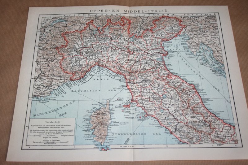  - Oude kaart - Opper- en Middel-Italië  - circa 1905
