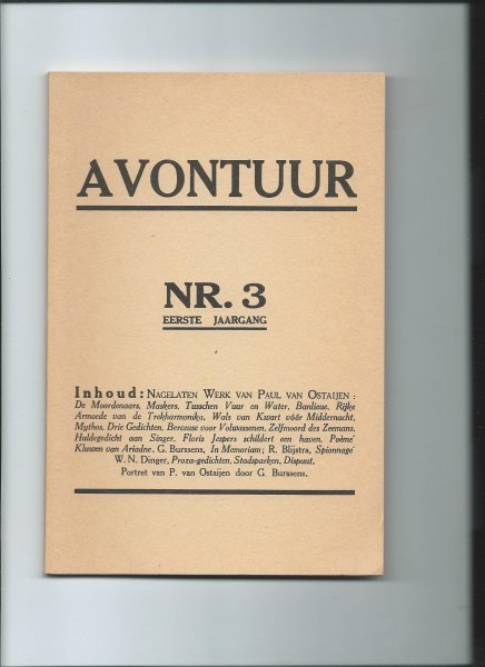 Ostaijen, P. van e.a. - Avontuur Nr. 3, eerste jaargang