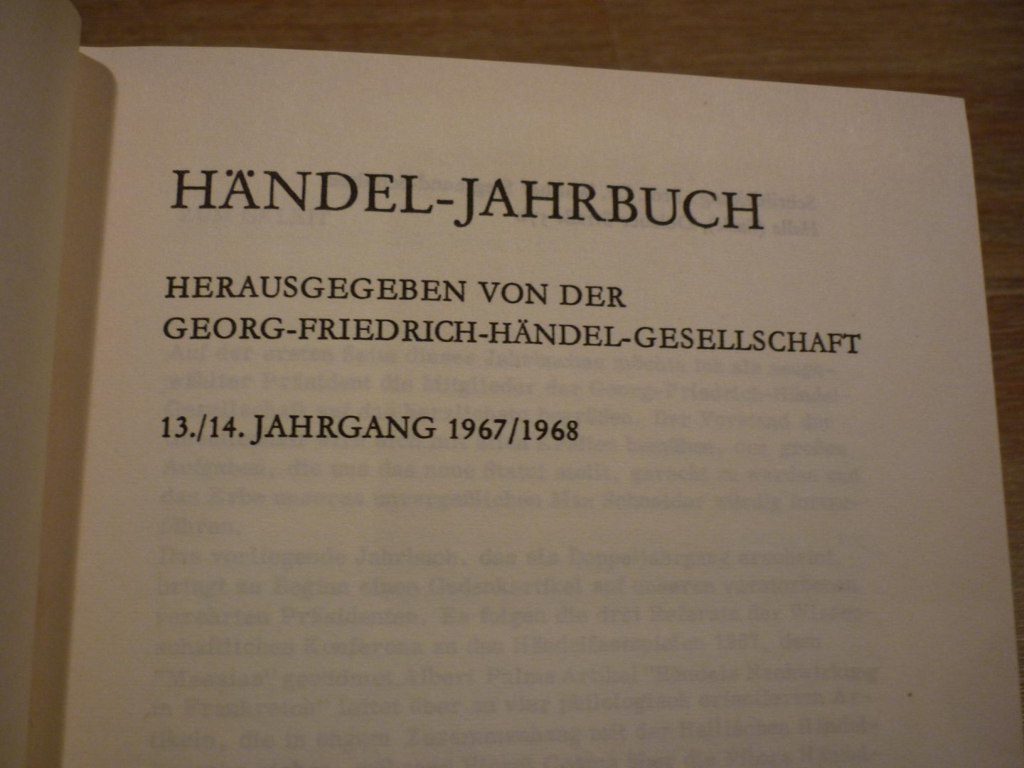Händel; Georg Friedrich (1685–1759) - Jahrbuch 13./14. Jahrgang 1967/1968; herausgegeben von der Georg Friedrich Handel-Gesellschaft